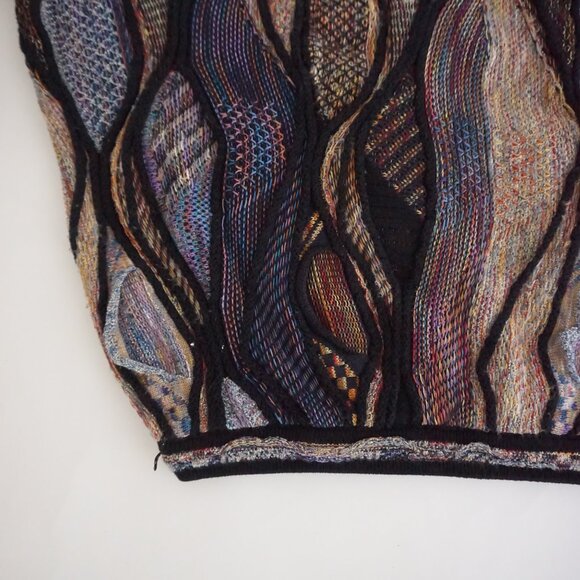 VTG Tundra Canada Multicolor Textured Knit Sweater Abstract Coogi Style Large - Picture 7 of 10